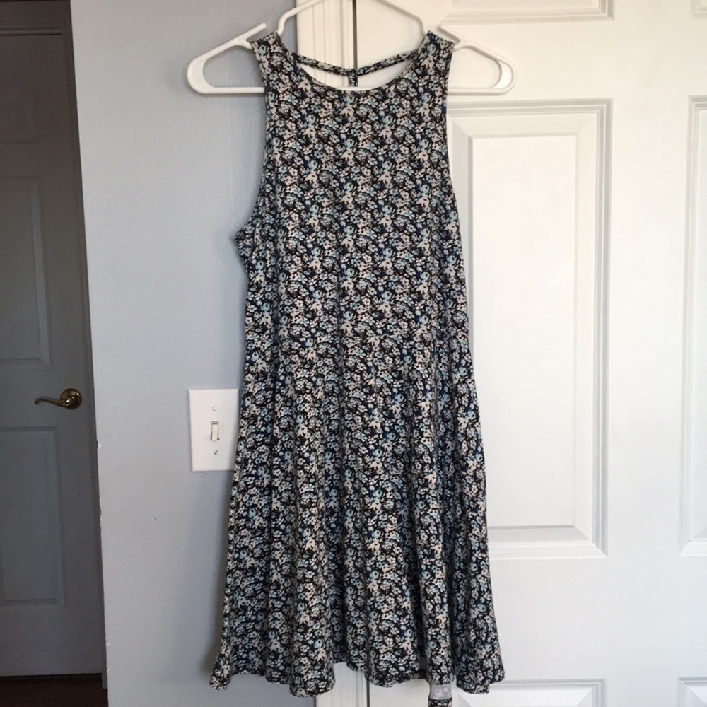 Blue and black floral dress